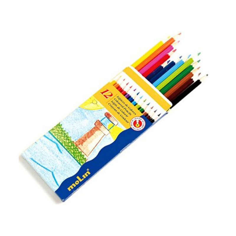 Värvipliiatsid kuuekandiline kuju, 12 värvi, Molin