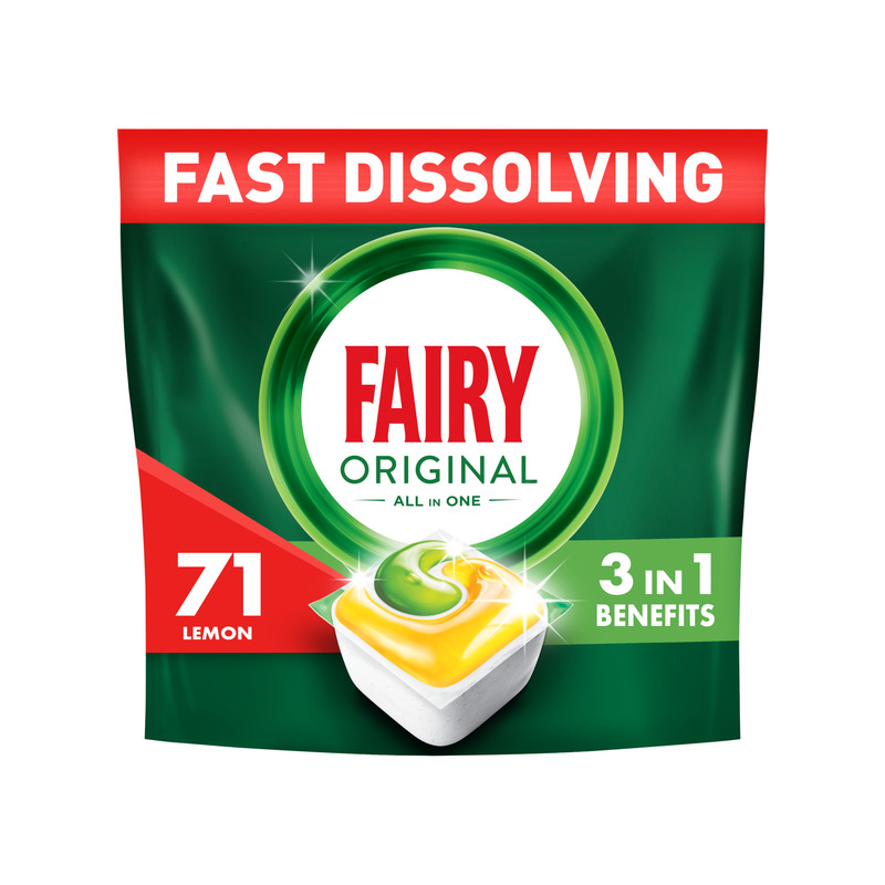 KAST 4 tk! Fairy Original All in One’i Nõudepesumasina Tabletid Lemon, 71 tk