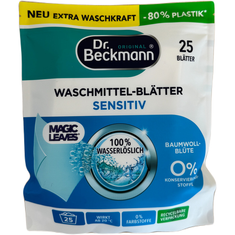 Pesuvahendi lehed Magic Leaves Sensitive, DR.BECKMANN, 25 tk