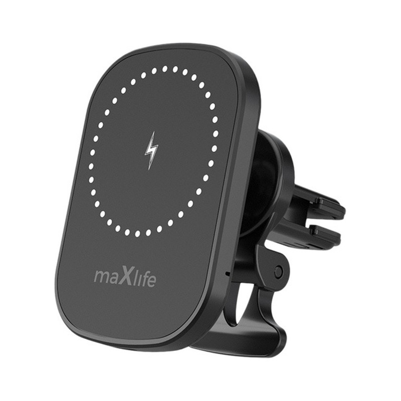 Telefonihoidja auto õhuavasse, magnet + juhtmevaba laadimine 15 W, Maxlife, MXCH-16, must