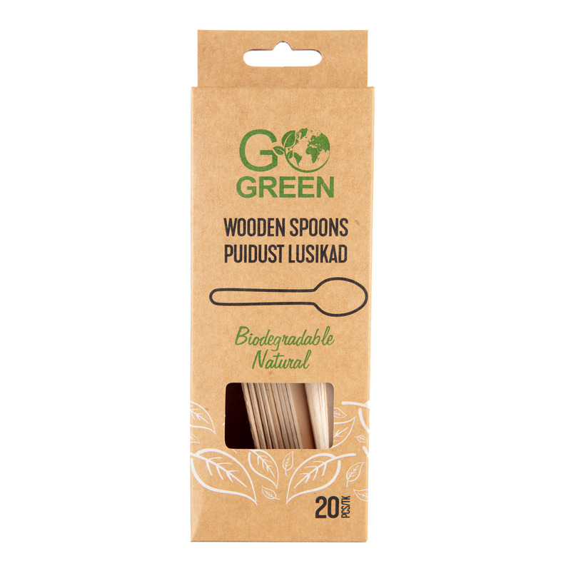 GO GREEN Puidust lusikad 20tk (biolagunevad)