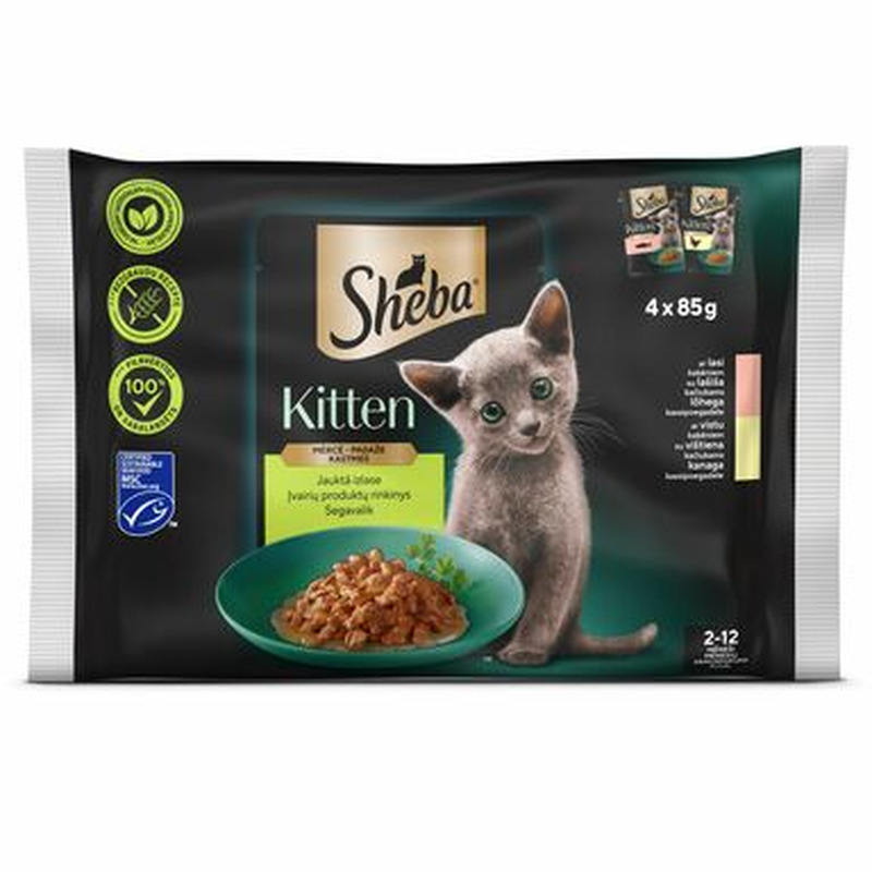 Kiisueine Kitten segavalik kastmes, 4-pakk, SHEBA, 340 g