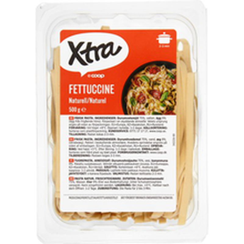 Värske pasta fettuccine, naturaalne Xtra, COOP, 500 g