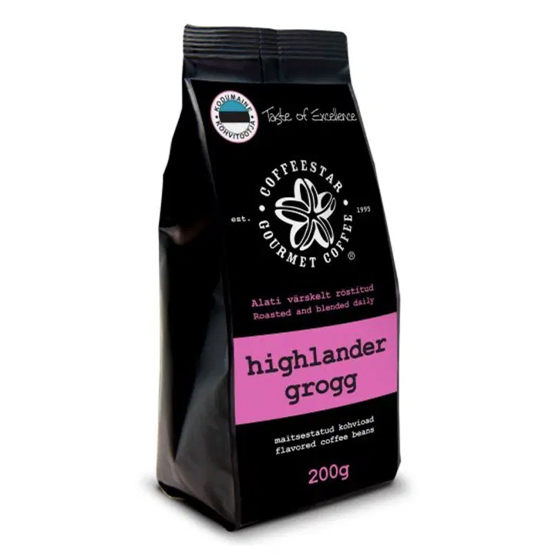 Maitsestatud kohvioad Highlander Grogg, COFFEESTAR, 200 g