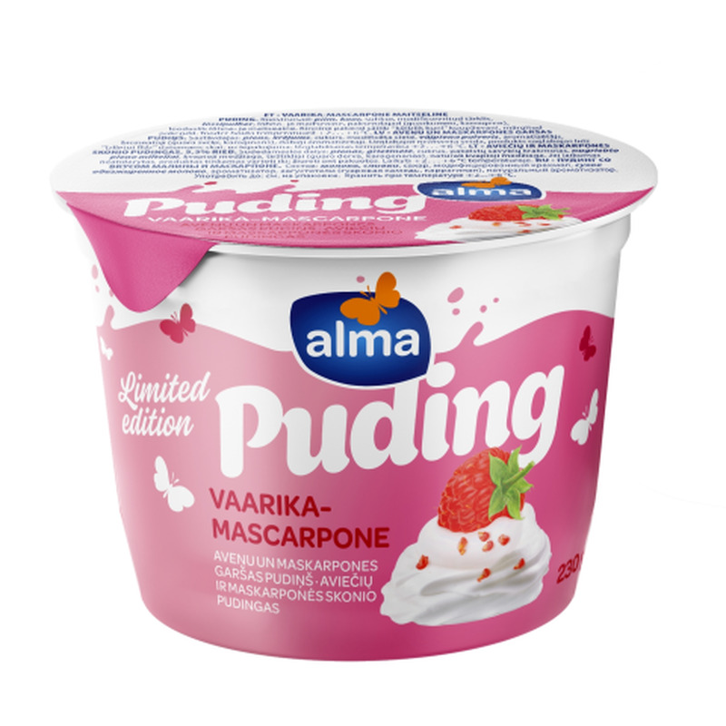 Puding vaarika-mascarpone maitseline Alma 230g