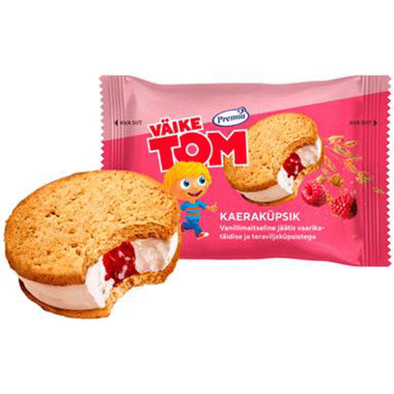 Jäätis küpsik vaarika. VÄIKE TOM 75g