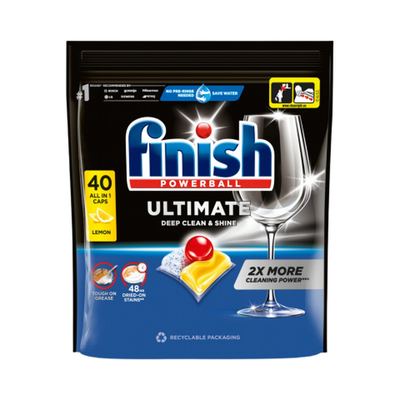 Nõudepesumasina pesukapslid Finish Ultimate sidrunilõhnalised 40tk