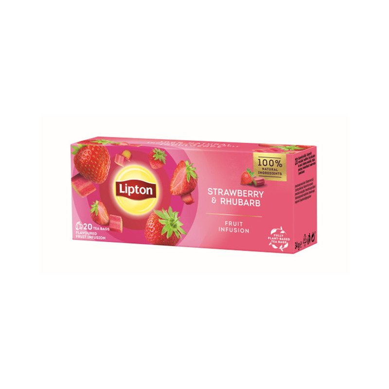 Puuviljatee LIPTON maasika-rabarberi 20×1,6g