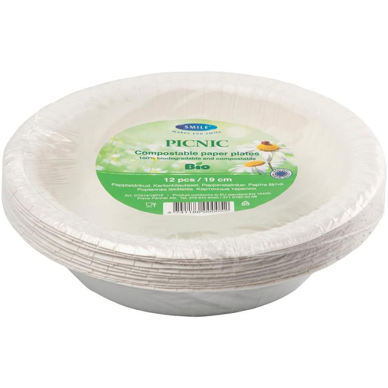 Papptaldrikud 19cm, SMILE, 12 tk