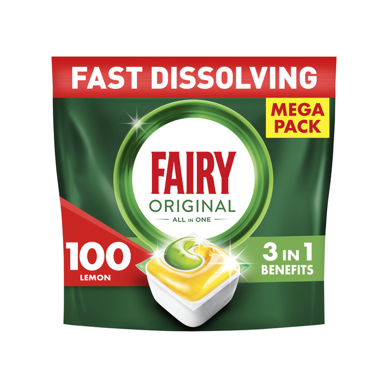 KAST 3 tk! Fairy Original All in One Nõudepesumasina Tabletid Lemon, 100 tk