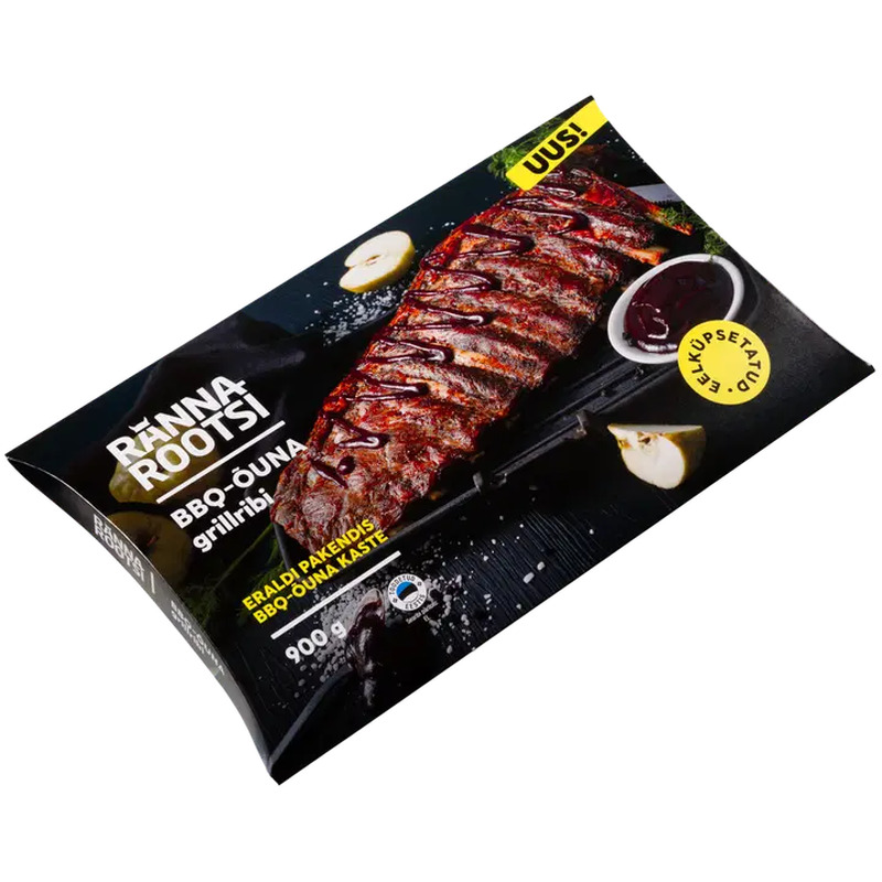Rannarootsi Bbq-õuna grillribi + bbq-õuna kaste 900g eelküpsetatud