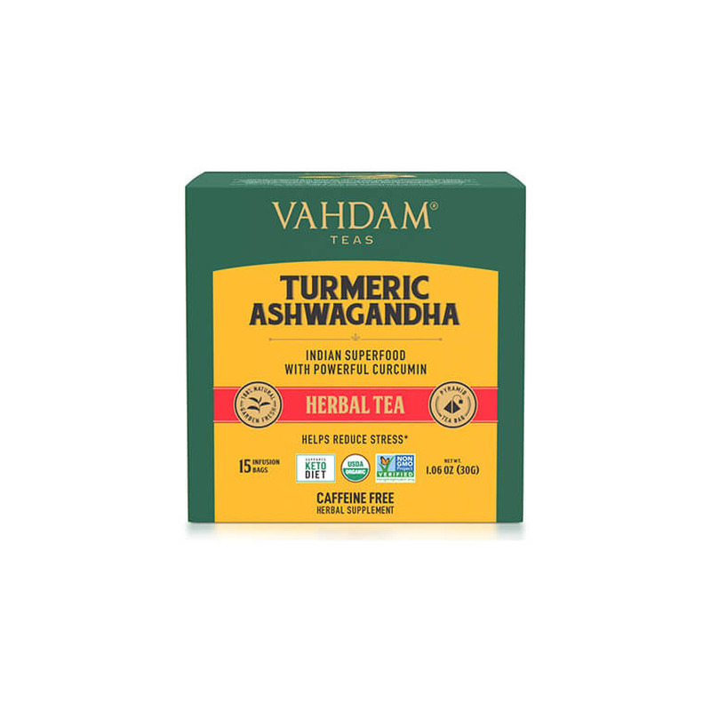 Taimetee VAHDAM kurkumi-ashwagandha 30g