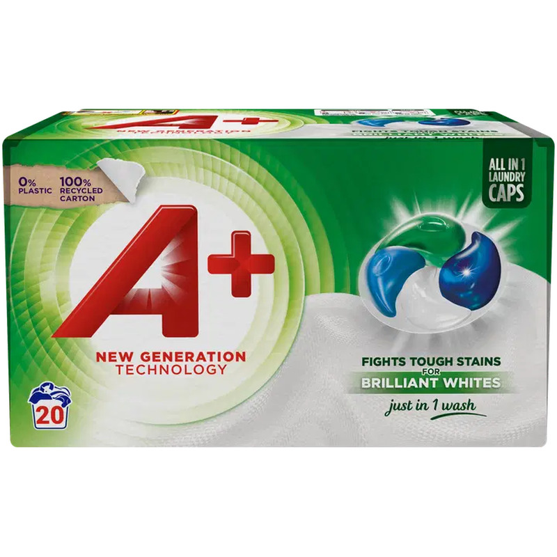Pesukapslid A+ Active4 White 20tk