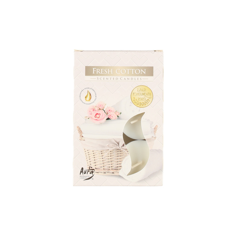 Lõhnateeküünlad Fresh Cotton 3-4h 6tk