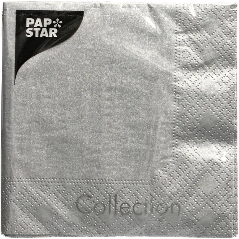 Salvrätt Hõbedane 25x25cm , 3kihti, PAPSTAR,