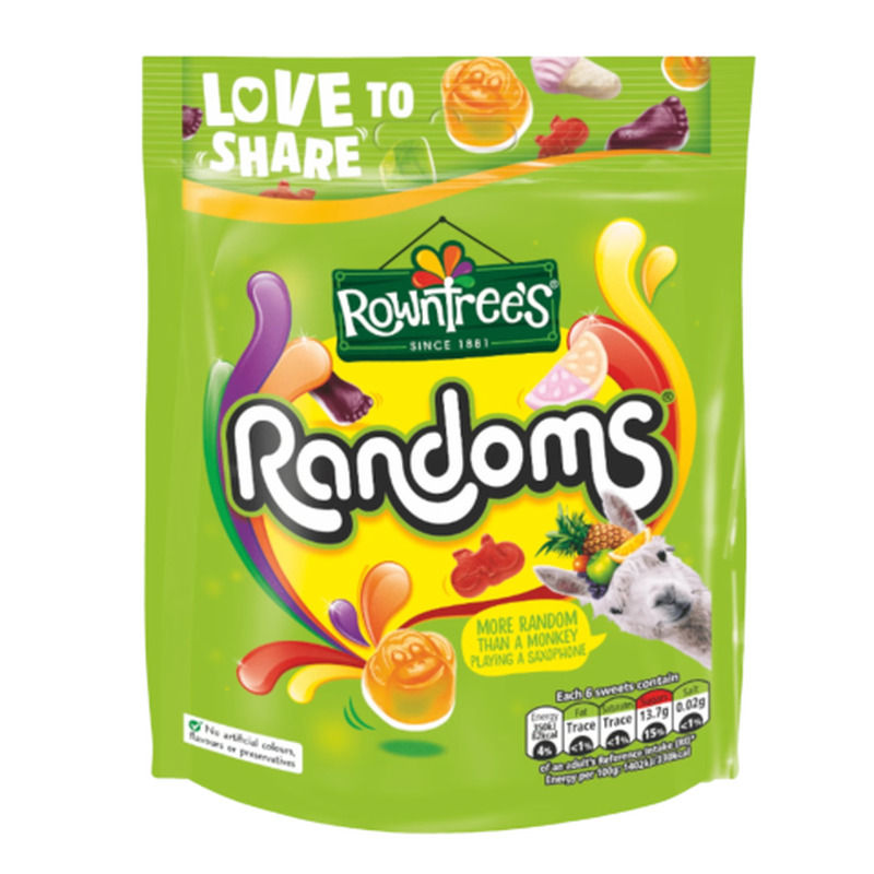 Kummikommid puuviljamaitselised Rowntrees Randoms 150g