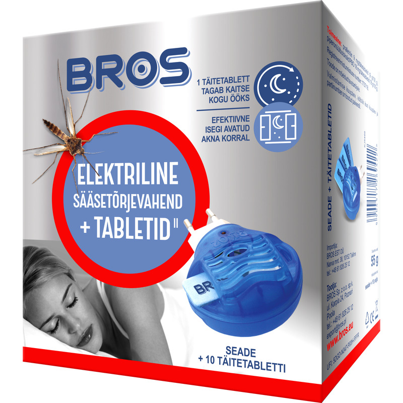 BROS Elektriline sääsetõrje + 10 täiteplaati (1kompl)