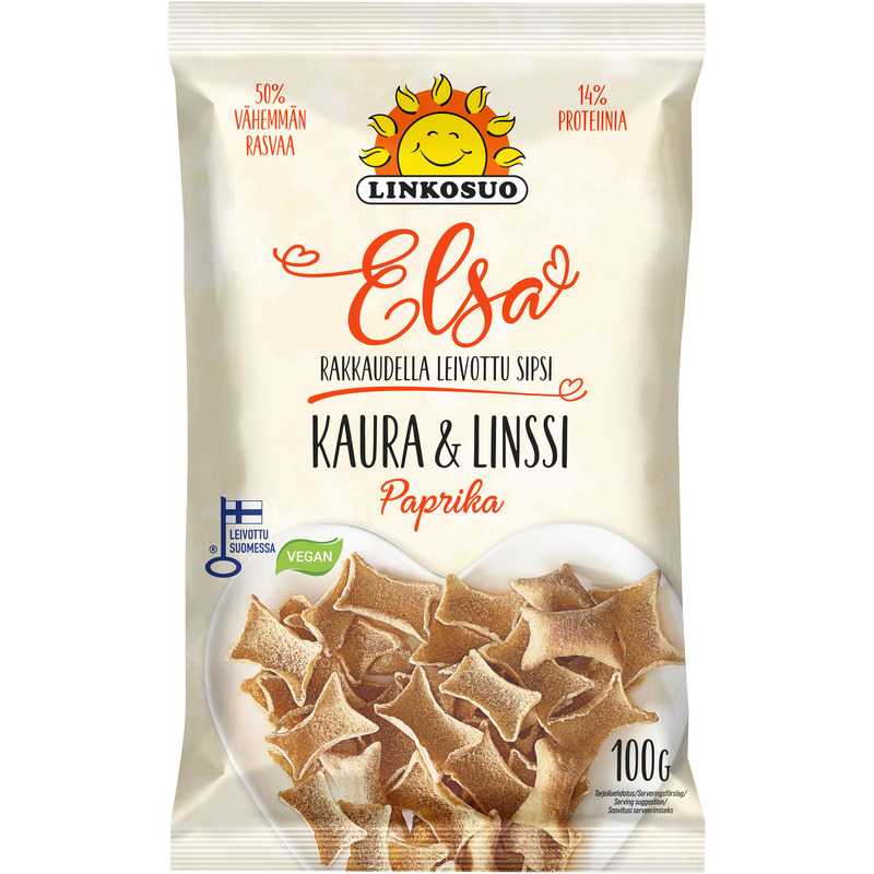 LINKOSUO Elsa Kaera-läätsekrõpsud paprikaga 100g