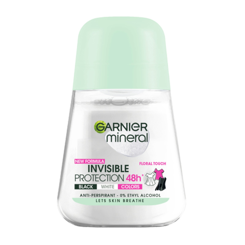 Rulldeodorant Garnier Mineral Invisible Protection Black-White-Colors naistele 50ml