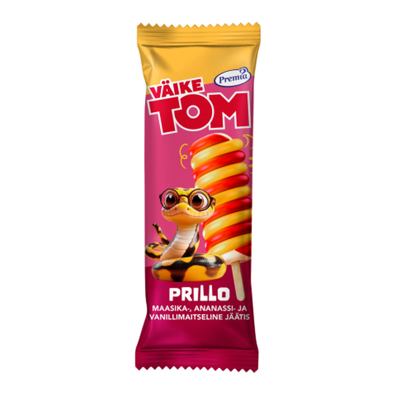 Jäätis maasika-ananassi-vanilli maitseline Väike Tom Prillo 75g/80ml
