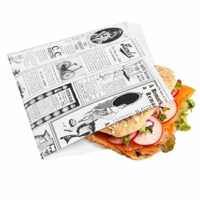 Hamburgeritasku ajalehetrükiga 16x16.5cm 100tk