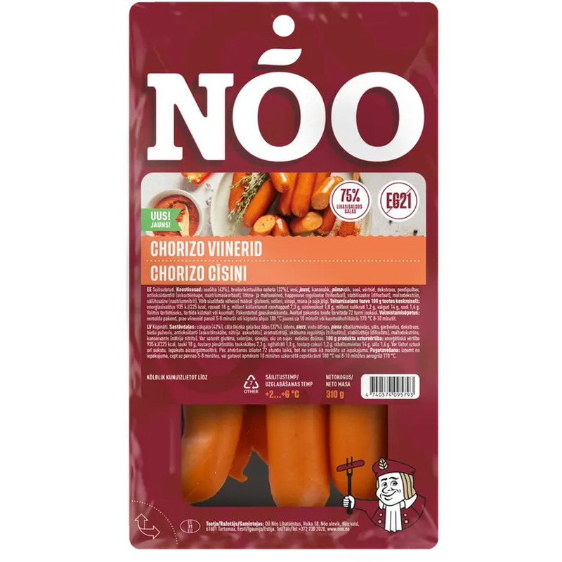 Nõo Chorizo viinerid juustuga 310 g