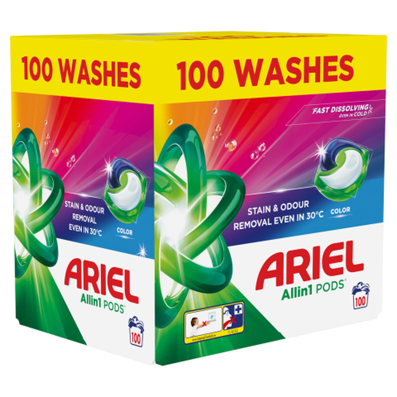 Pesukapslid Ariel Color 100tk
