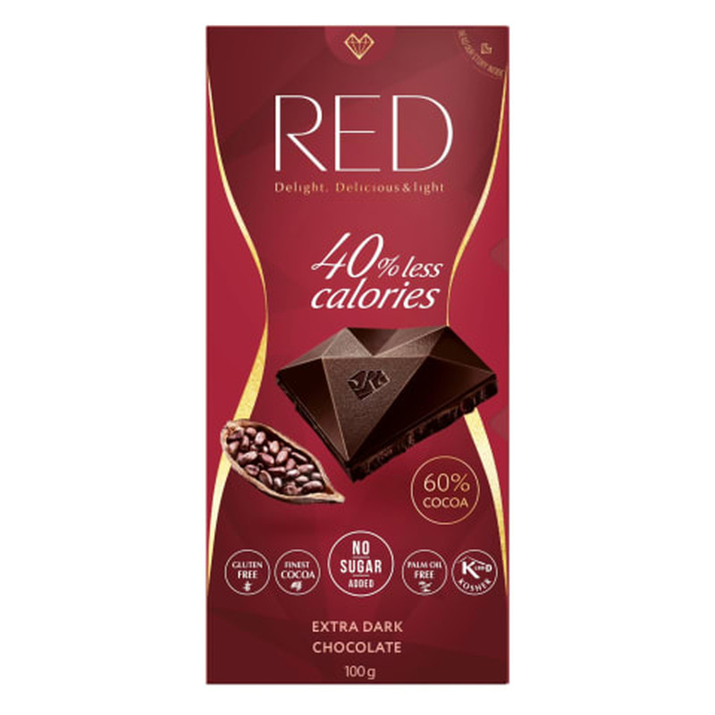 Šokolaad Ekstra tume vähendatud kalorisisaldusega RED Delight 100g