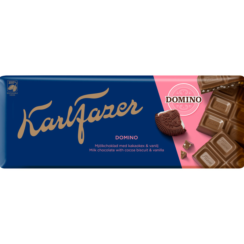 FAZER Karl Fazer piimašokolaad Domino küpsisetükkidega 195g