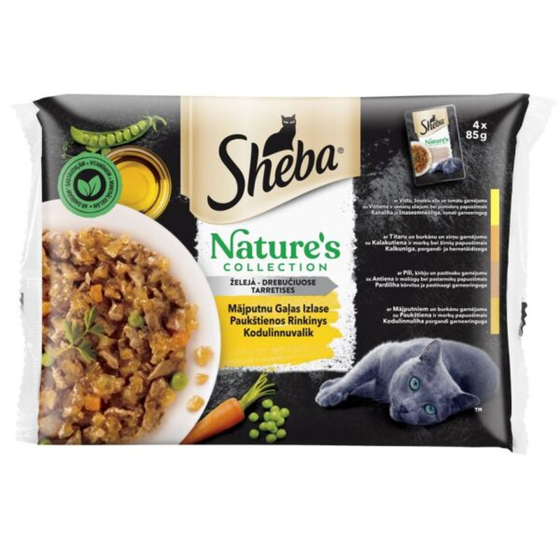 Kiisueine kodulinnuvalik tarretises 4-pakk, SHEBA, 4*85g