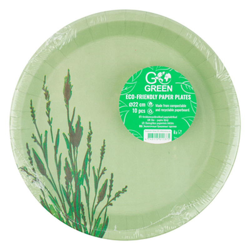 Papptaldrikud 22cm, GO GREEN, 10 tk