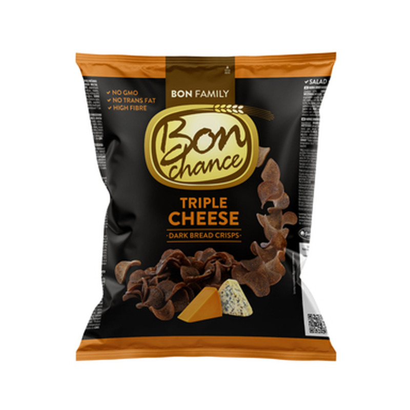 BON CHANCE Tumedad leivakrõpsud kolme juustu maitsega 120g