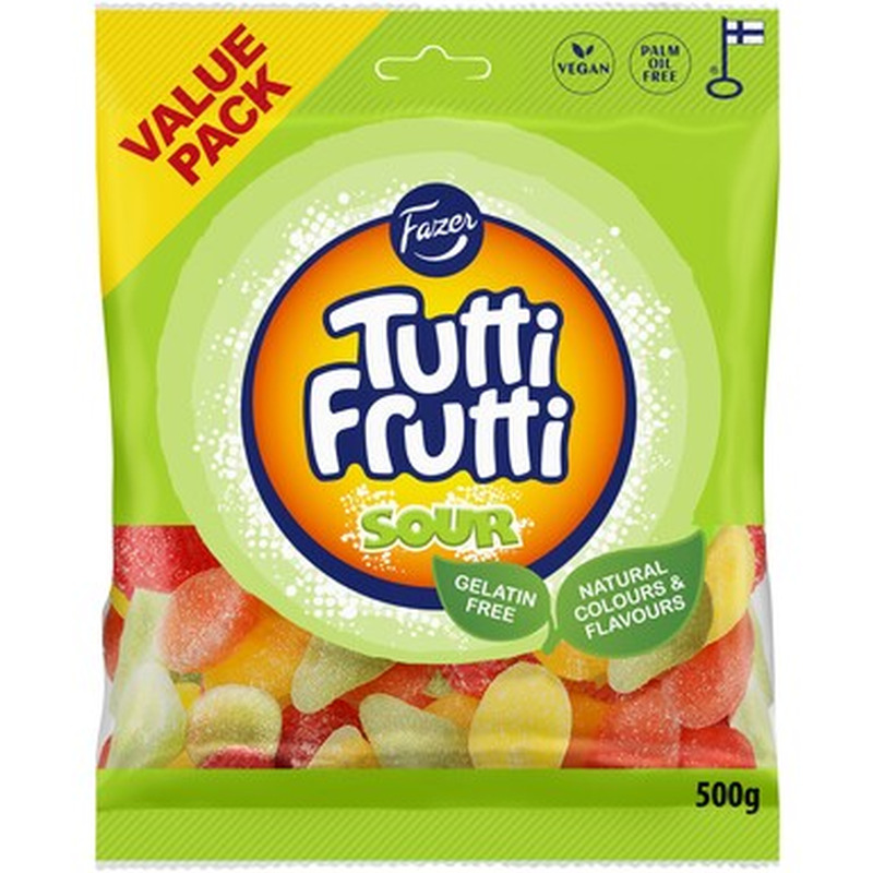FAZER Tutti Frutti Kummikommid Sour 500g vegan