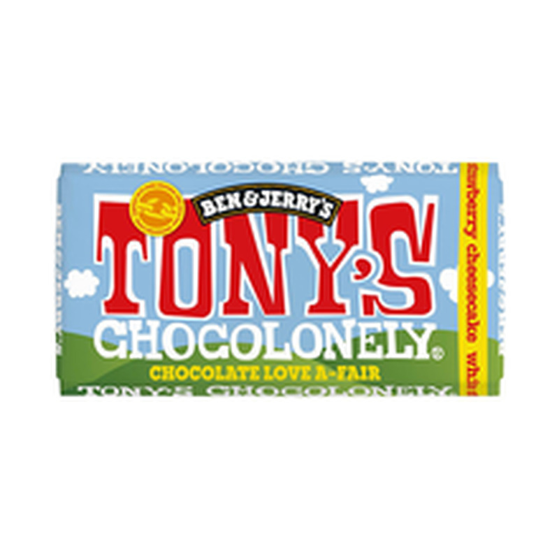Tony's valge šokolaad maasikajuustukoogiga 180 g, Fair Trade