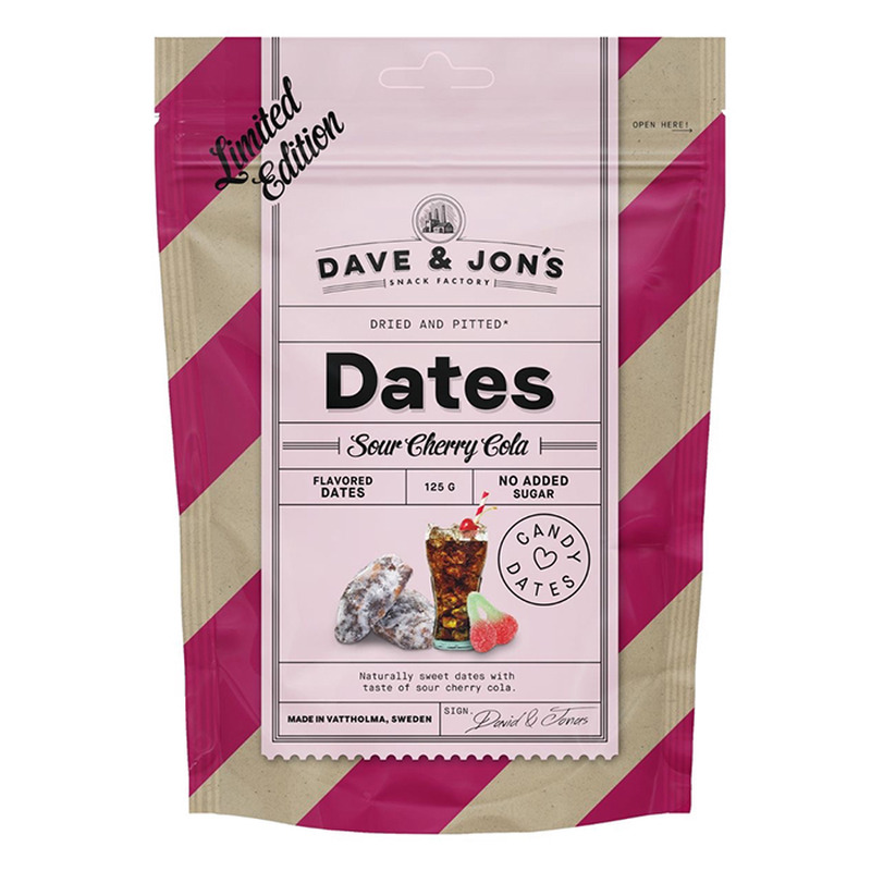Dave & Jon’s maitsestatud datlid “Sour cherry cola” 125g