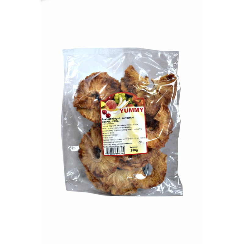 YUMMY Kuivatatud ananass 250g, suhkruvaba