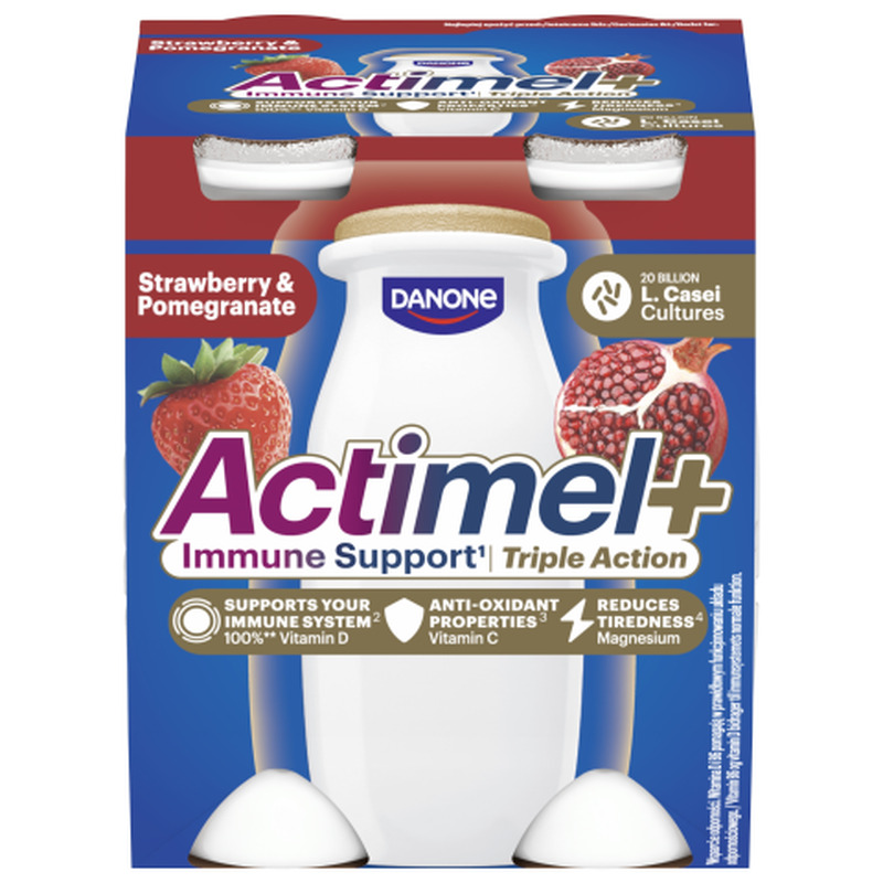 Jogurtijook maasika- ja granaatõunamaitseline vitamiinide ja magneesiumiga Actimel+ 4x100g