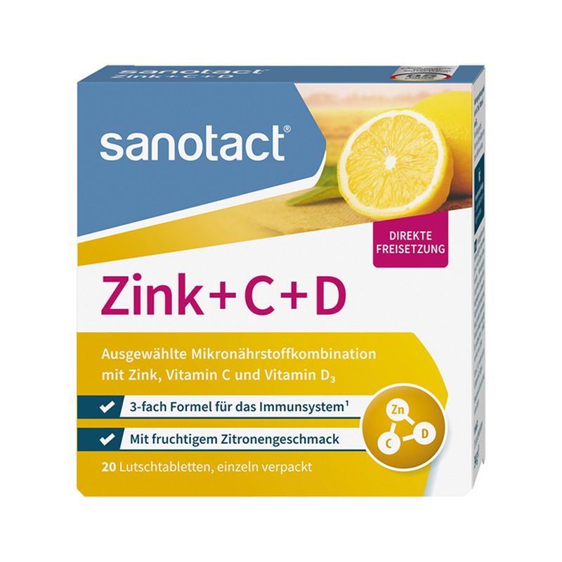 Tsink+C+D 20 sidrunimaitselist imemistabletti, SANOTACT, 34 g