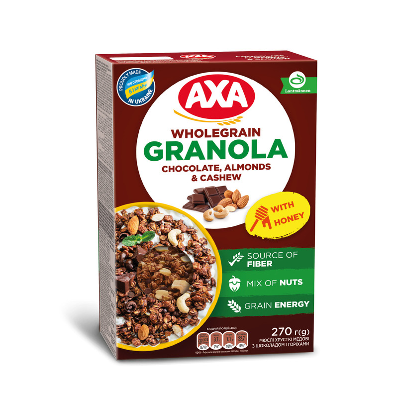 Krõbe müsli šokolaadi ja pähkli, AXA, 270 g
