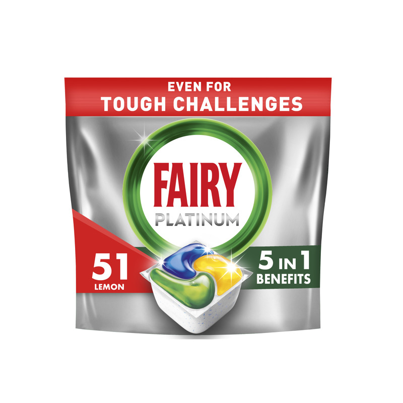 KAST 4 tk! Fairy Platinum All in One’i Nõudepesumasina Tabletid Lemon, 51 tk