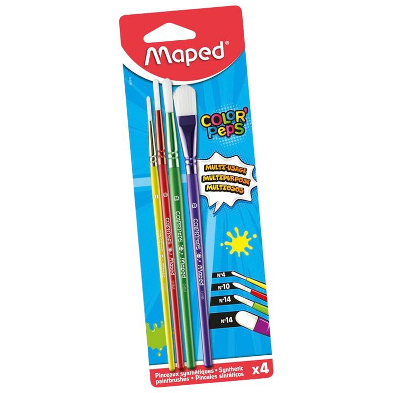 Pintslite komplekt sünteetiline 04+10+14+lapik 14, MAPED, 4tk