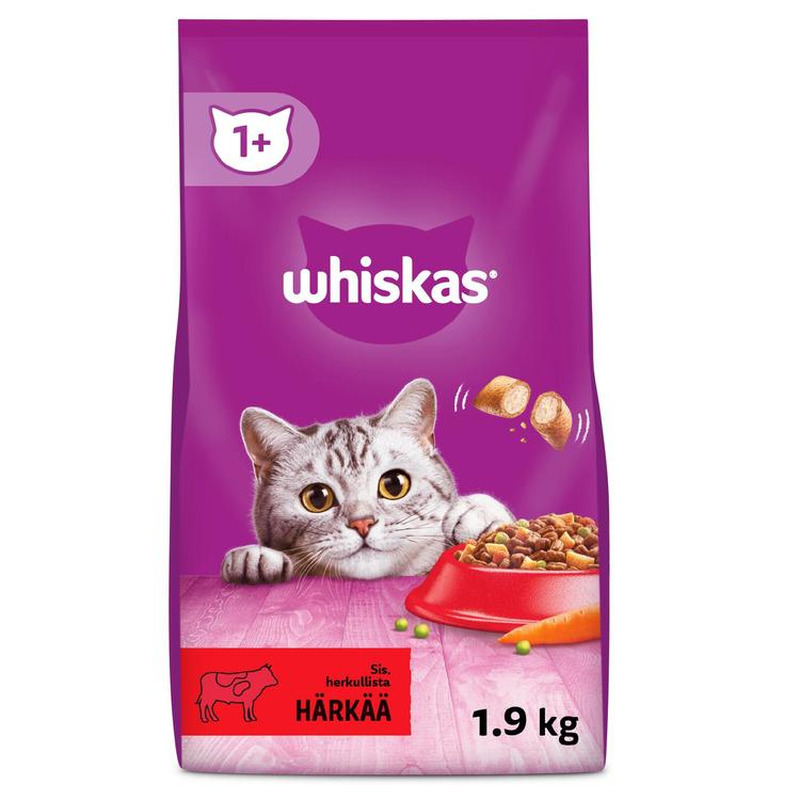 Whiskas 1+ kuiv kassitoit veiselihaga 1,9kg