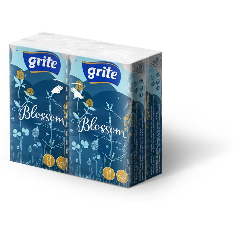 Taskurätikud Blossom 3-kihiline, GRITE, 4x10 tk/pk