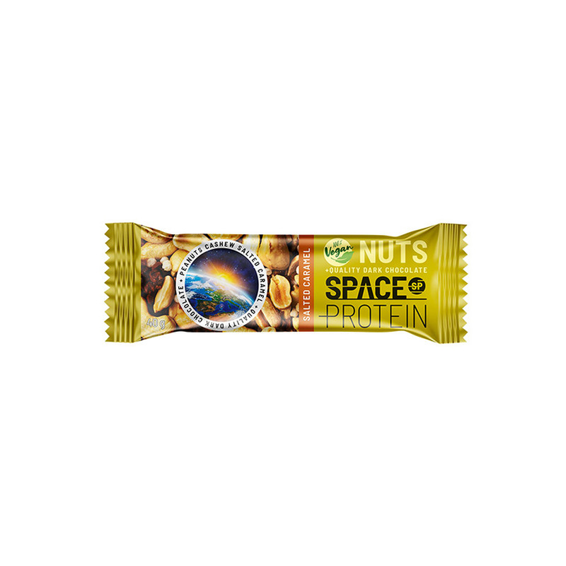 Space Protein Vegan Salted Caramel pähklite ja soolakaramelliga proteiinibatoon 40g
