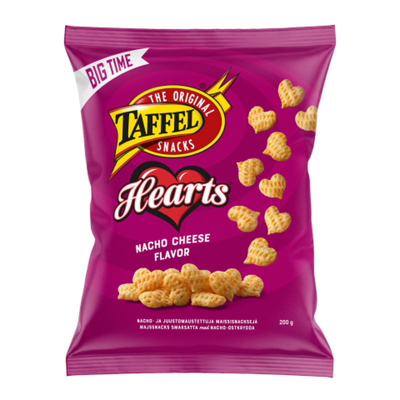 Maisisnäkid nacho-juustumaitselised Taffel Hearts 200g
