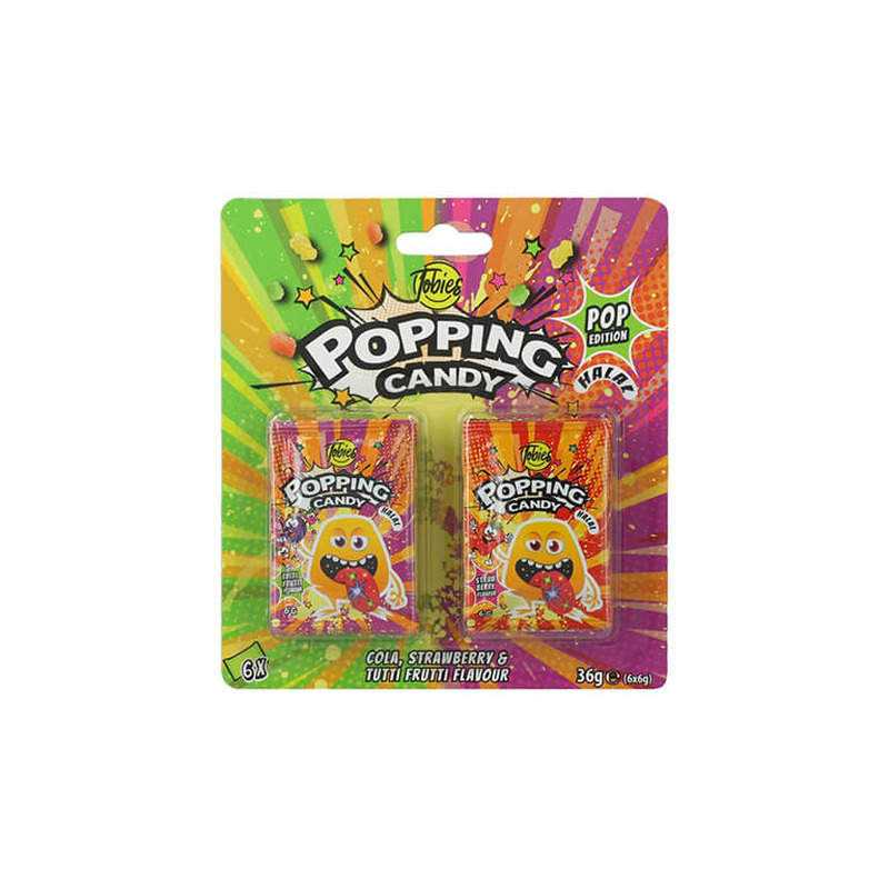 Kommipuru Tobies Popping Tuti Fruti, Maasikas ja Cola 36g