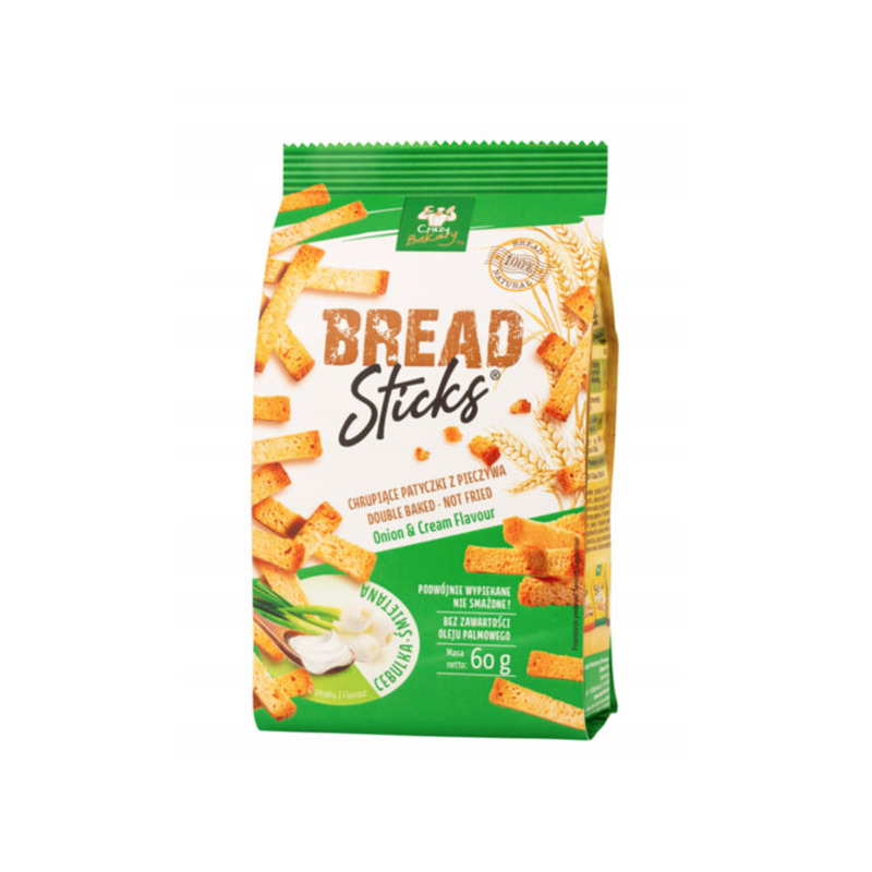 Leivakrõpsud sibula ja hapukoore, CRAZY BAKERY, 60 g