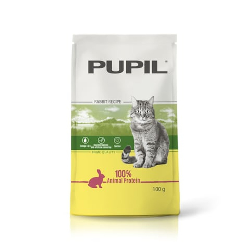 Kassisööt täiskasvanud kassidele küülikulihaga Pupil Prime Quality 100g